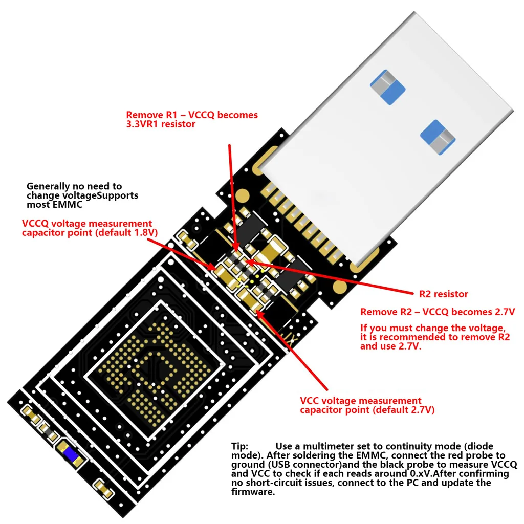 NS1081 EMMC153/169 USB3.0 DIY Flash Drive Bare USB PCB Board Dual‑Channel Dual‑Solder Industrial Black PCB For Self‑made U Disk