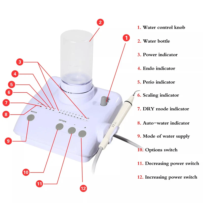 Dental Ultrasonic Piezo Scaler Cavitron Teeth Cleaning Scaler with Scaling Tips Oral Hygiene Teeth Scaler Detachable Handpiece