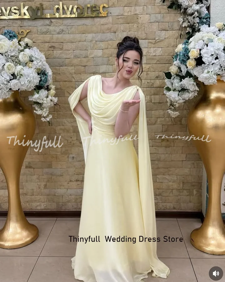 Thinyfull A-Linie Chiffon Abendkleider Ärmellos Arabisch Langes Abendkleid Chiffon Formelles Eventkleid Robe De Soirée Maßgeschneidert