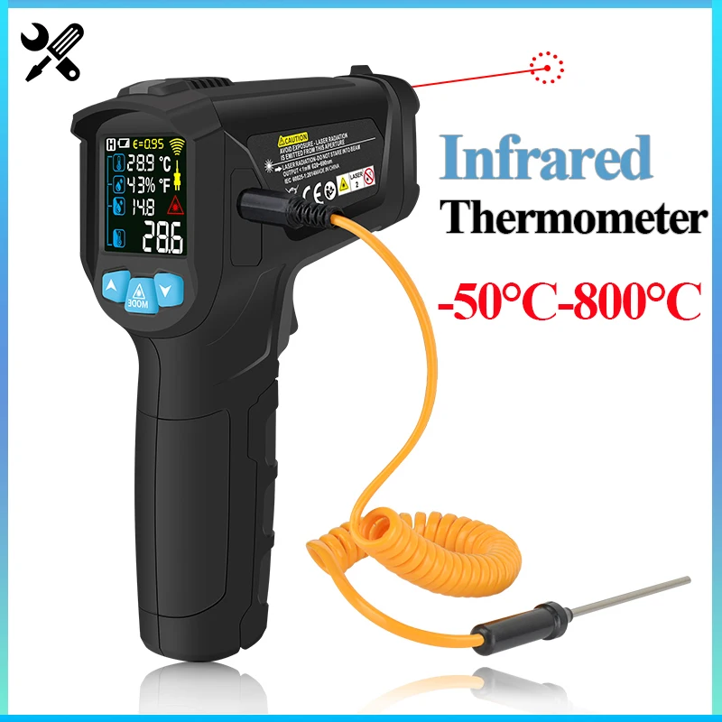 digital termometro infravermelho colorido tela lcd digital termometro industrial handheld medidor de temperatura sem contato 50800 c 01