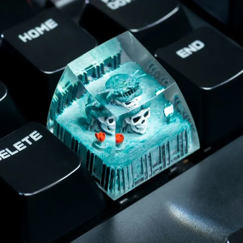 ESC Transparent Handmade Anime Key Caps Skull Head Keycap DIY Suitable for Cherry Cross Axis Mechanical Keyboard Accessory Gift