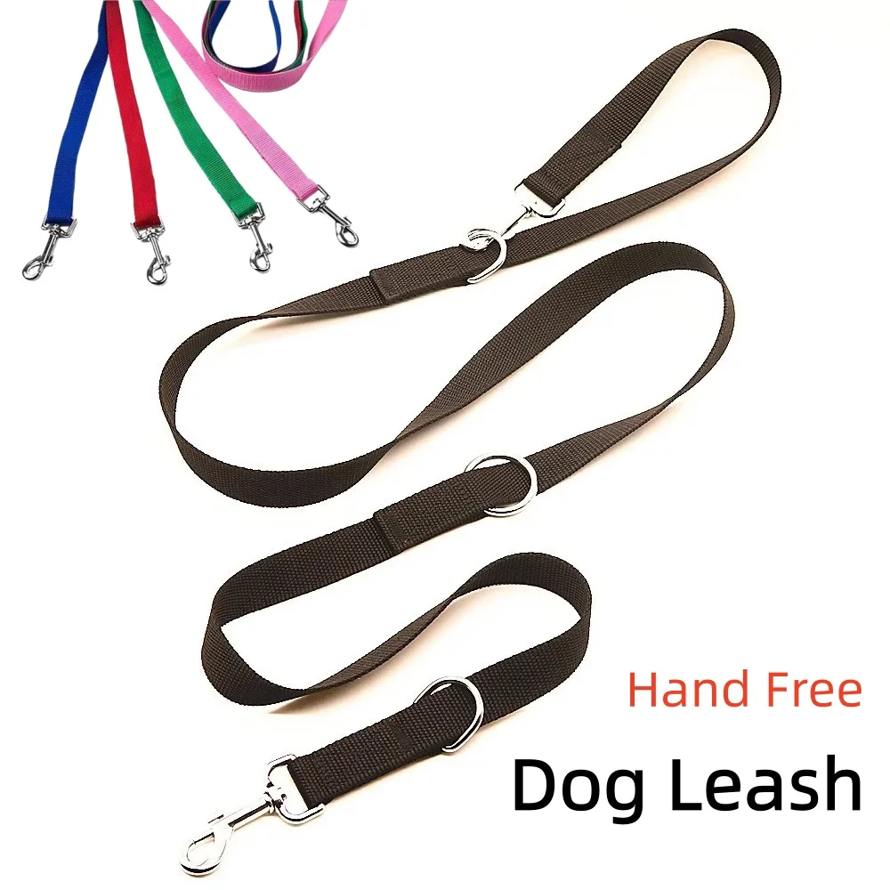 Heavy Duty 2.5M Adjustable Double-Ended Dog Leash Nylon Police Style Training Lead for Outdoor Walking Pet Safety