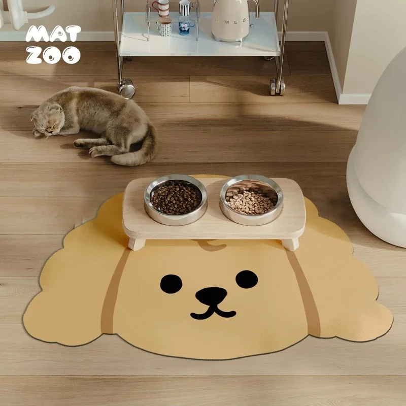 VIKAMA Pet Mat Irregular Shape Pet Tableware Non-slip Waterproof Rug Floor Mat Easy to Clean Carpet Home Decoration