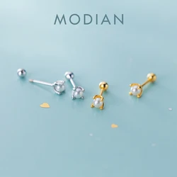 Modian 925 Sterling Silver Small Natural Pearl Stud Earrings for Women Gold Color Silver Fine Jewelry Earings for Women Gifts
