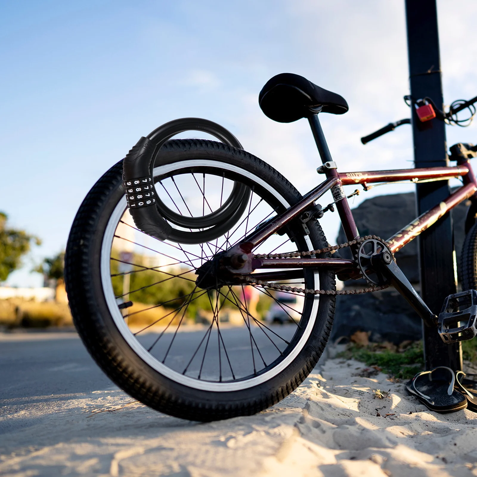 

2Pcs Bike Anti-Theft Lock Four- Password Chain Lock Durable Solution for Bicycle Motorbike Use