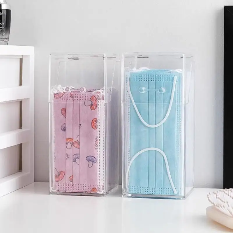 

1 covered makeup brush storage box, dust mask box, transparent mask storage box