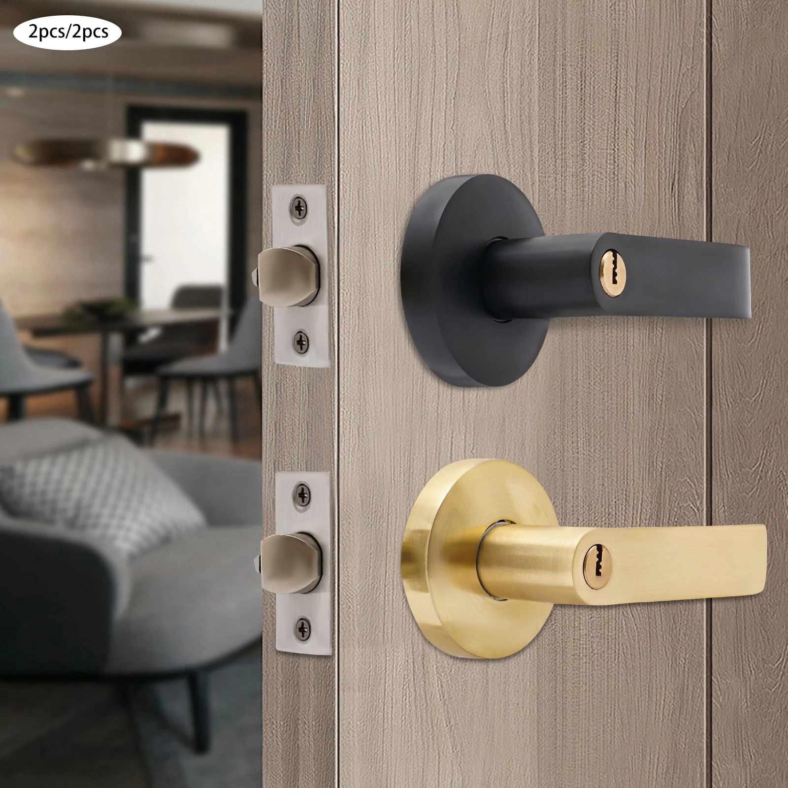 

Durable Lock Set with High-Strength Aluminum, Copper, and Iron Construction, Easy-to-Use, Ideal for Secure Private Space,