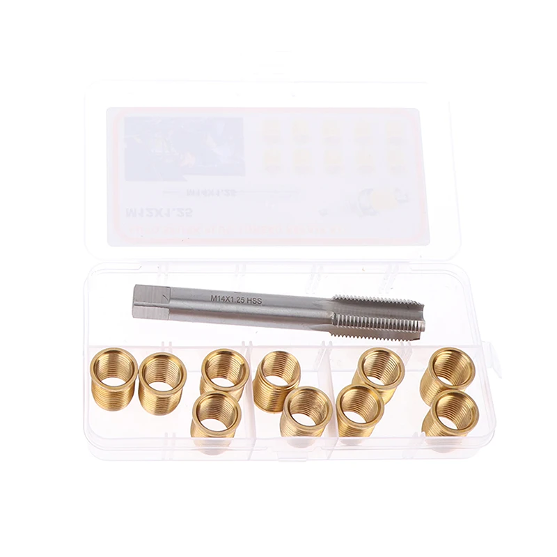Spark Plug Thread Hole Repair Tools Metal M12x1.25 Inserts M14x1.25 Tap 14mm Rethreaded Kit Threaded Tap Spark Plug Tap Inserts