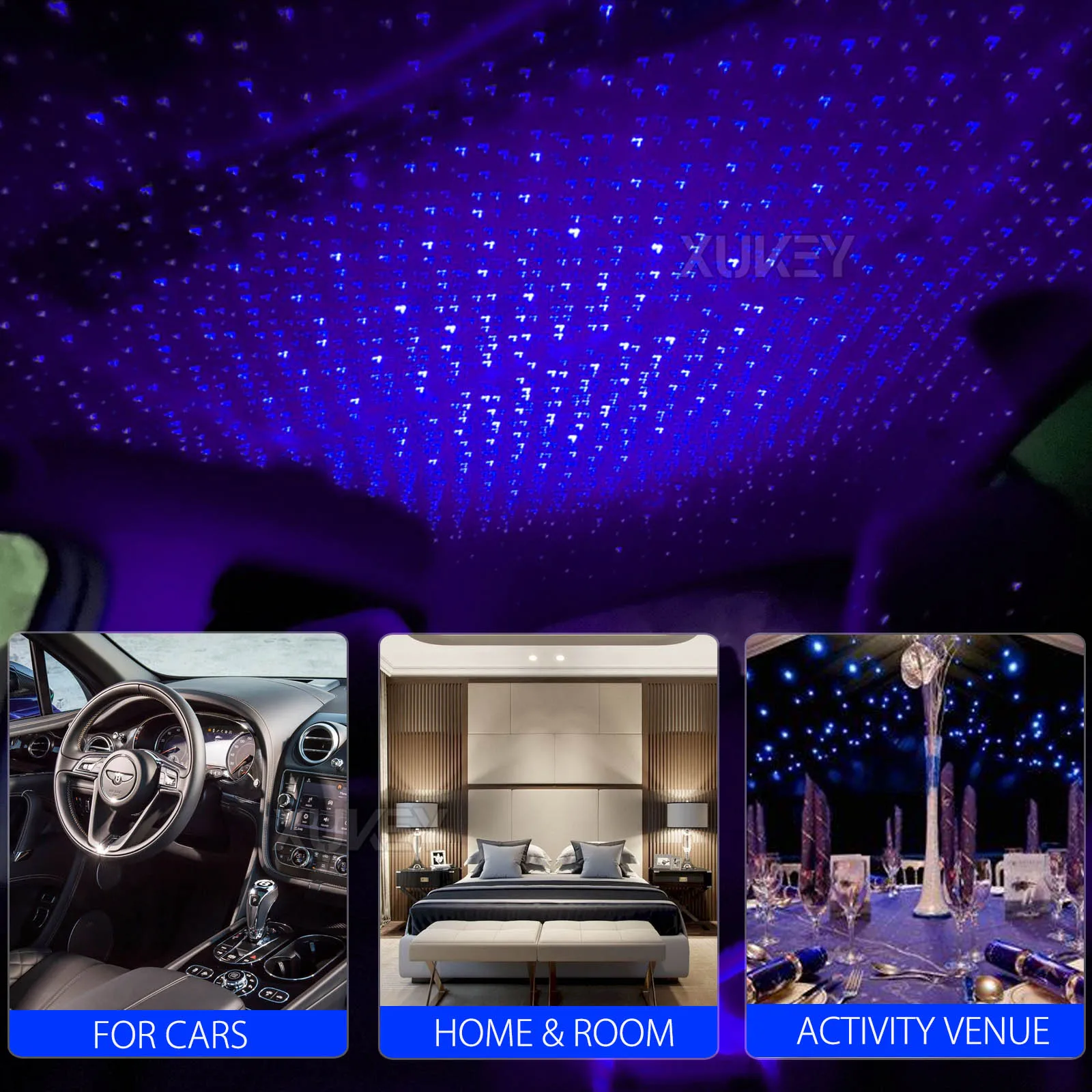 Upgrade Auto Rotating Roof Star USB Interior Light Projector Sound Activated Starry Skylight With Switch Room Car Party Camping