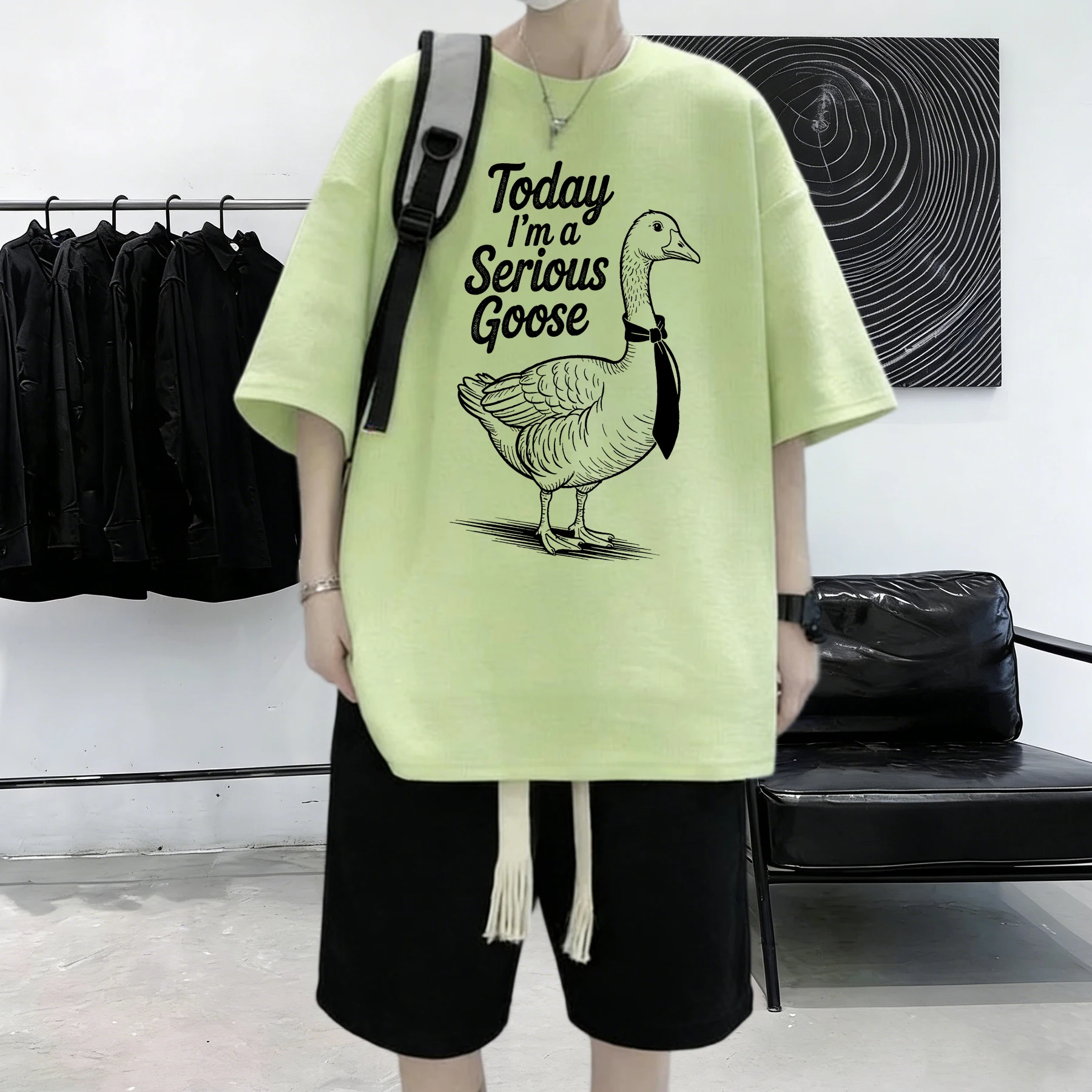 Today I Am A Serious Goose Design Summer Cotton Youth Clothing Male Beach Cool T Shirt Hip Hop Street All-Match Short Sleeve