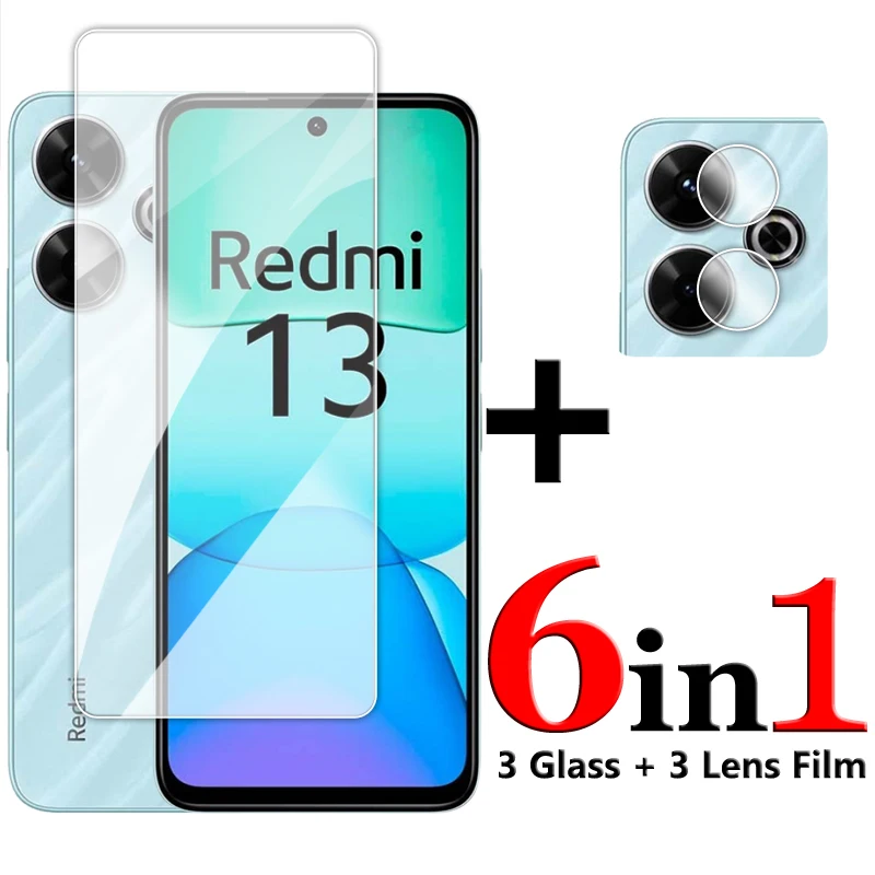 

For Redmi 13 4G Glass 6.79 inch Full Glue Clear Screen Protector For Xiaomi Redmi 13 Tempered Glass For Redmi 13 Lens Film