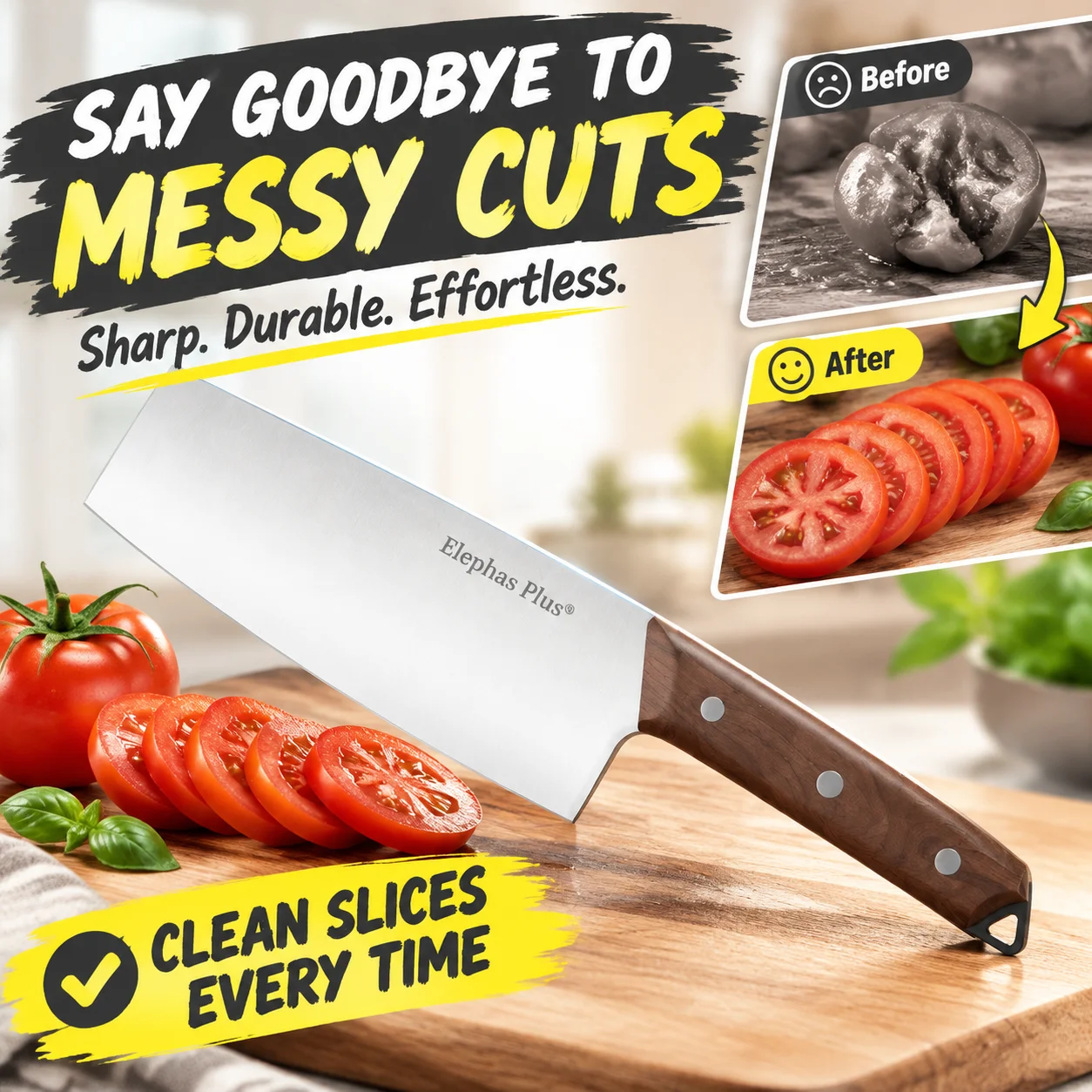 New Professional Kitchen Knife High Carbon Steel Slicing&Bone Cleaver With Wood Handle|All-Purpose Utility Chef Knife