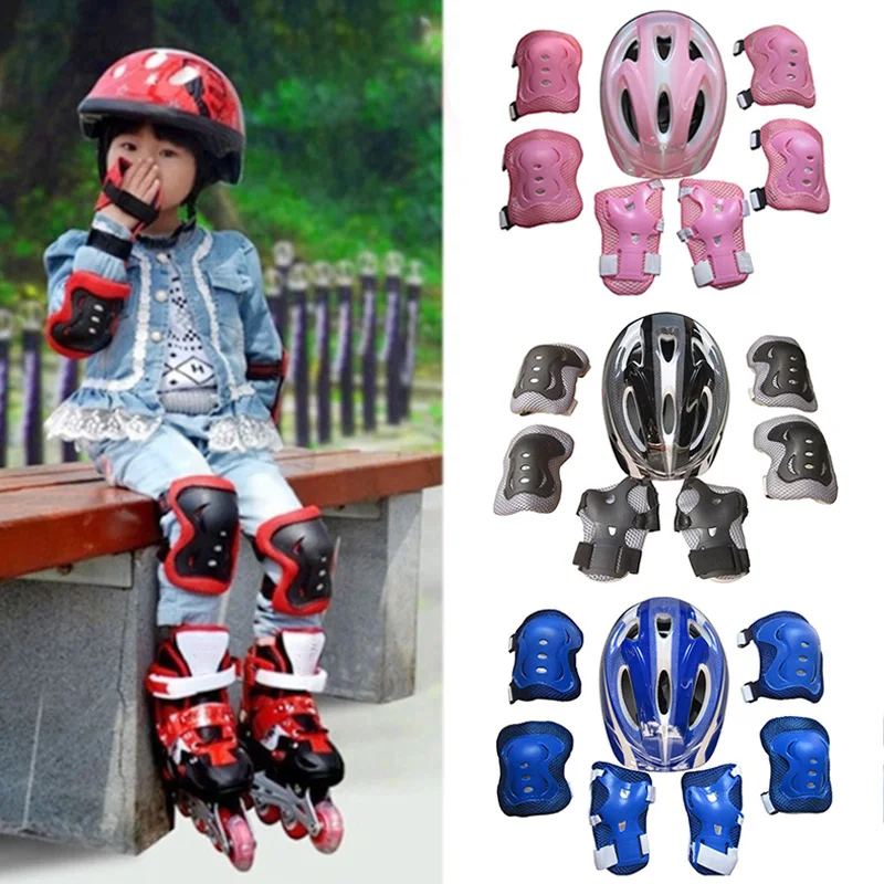 7pcs/Set Knee Wrist Guard,Elbow Pad Helmet Protective Gear Set Protective Accessories Kids