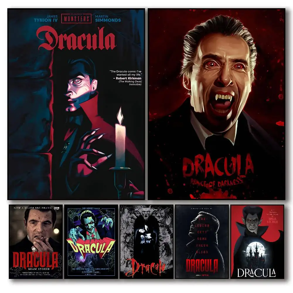 Vintage Classic Horrible Vampire Movie Dracula Poster Self-adhesive Art Room Entrance Restaurant Wall Decor Art Painting