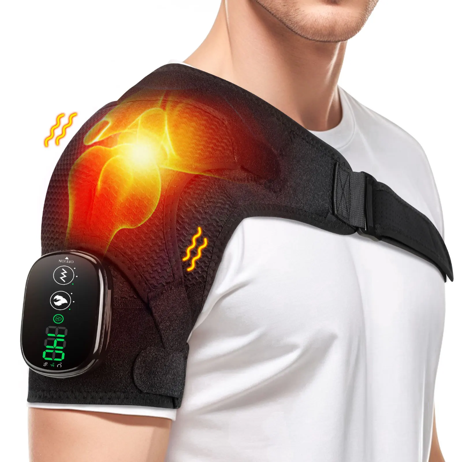 

Heated Shoulder Brace Wrap Massager Electric Heating Vibration Massage Shoulder Pad