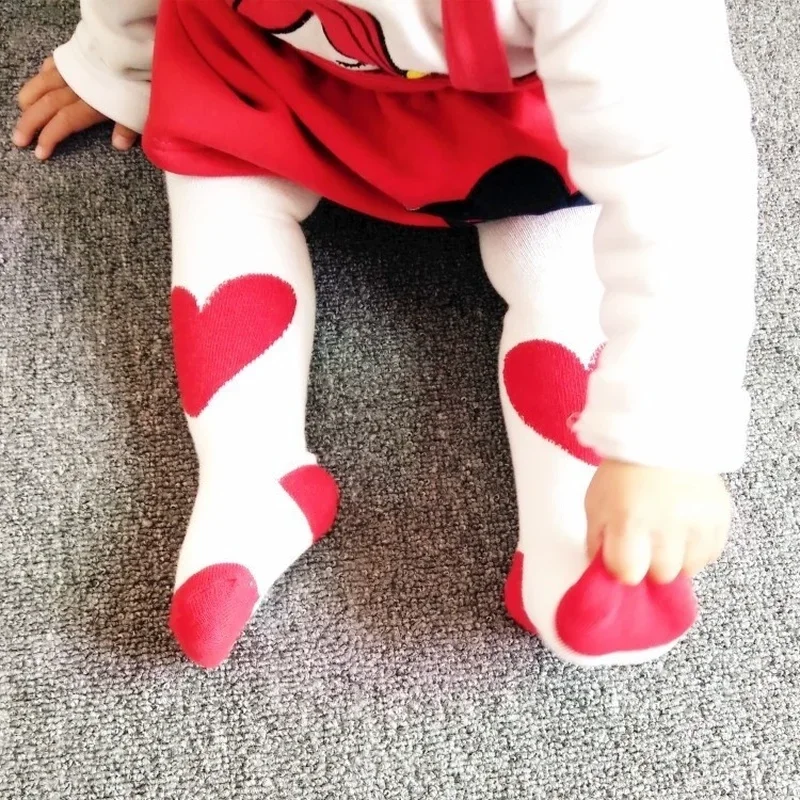 New Baby Pantyhose Cartoon Red Heart Big PP Bottompants Pure Cotton Children Socks