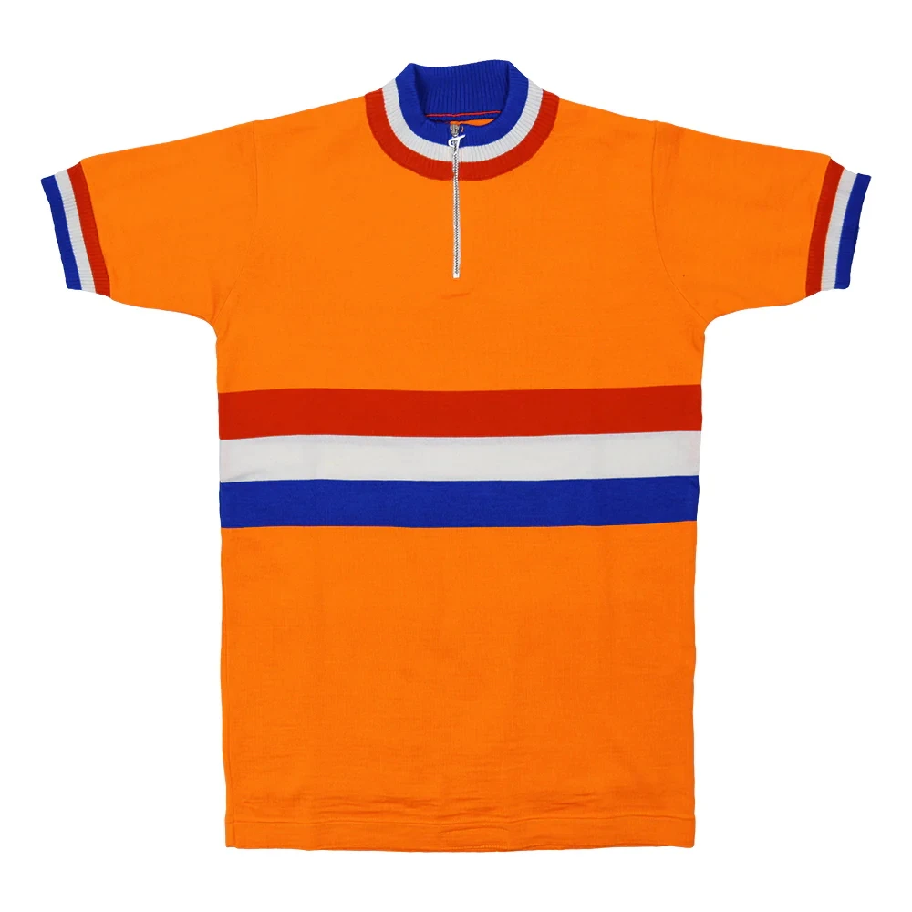 

Netherlands Men Merino Wool Cycling Jersey Short Sleeve Bike Wear Top Retro Classics Men And Women