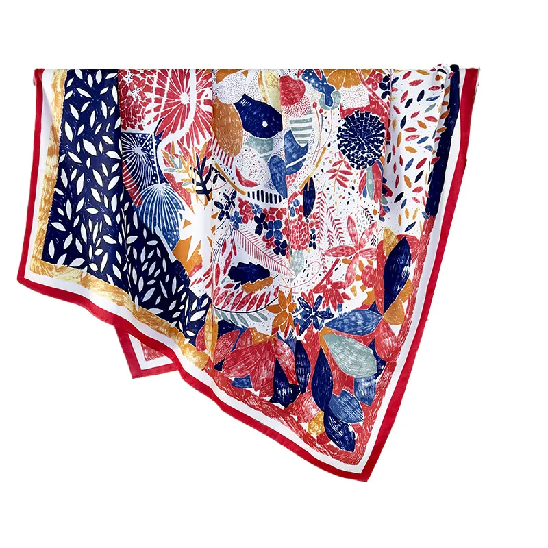 

Creative Multi-Color Patchwork Silk Scarf Women's Personali Small Printed awl Summer Season Chinese Origin Fabric