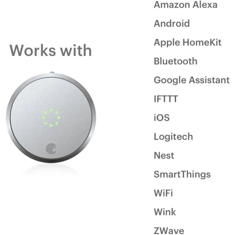 August Home Silver Smart Lock Pro، الجيل الثالث - رمادي داكن، مجموعة Apple Home المتوافقة مع Z-Wave Plus