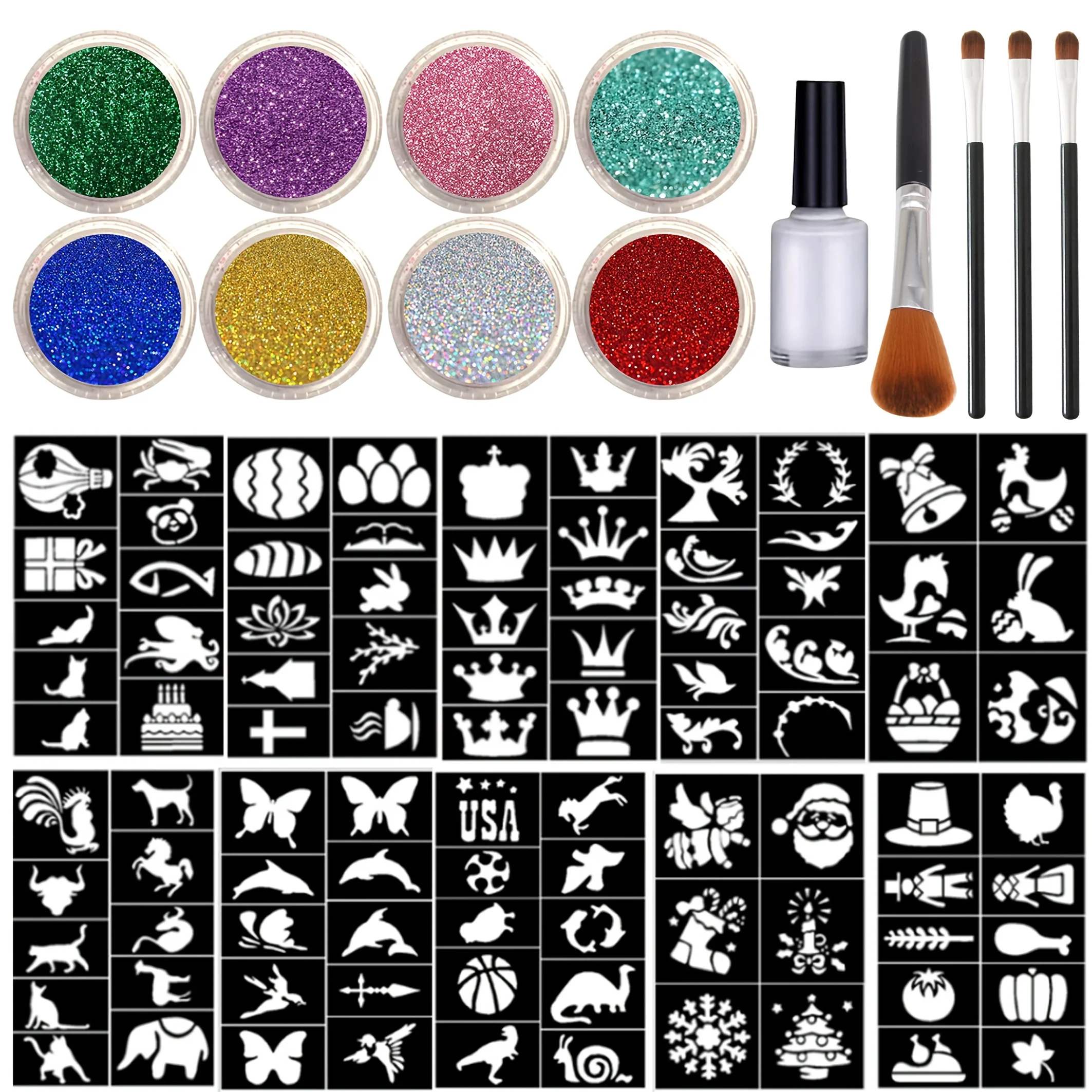 Body Jewelry Glue - EYIR 8-Color Glitter Tattoo Set, Includes
