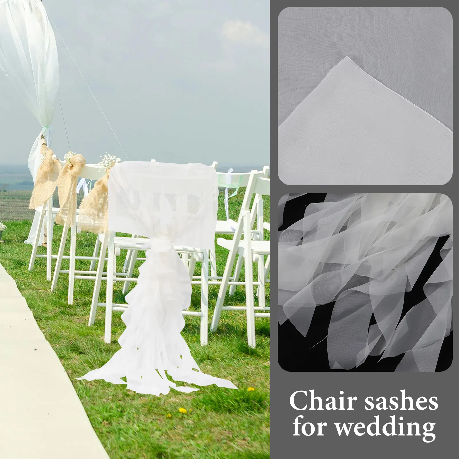 

Curly Leaf Chair Decorations Ruffle Back Wedding Party Bridal Ivory Color Comfort Materials Portable Design
