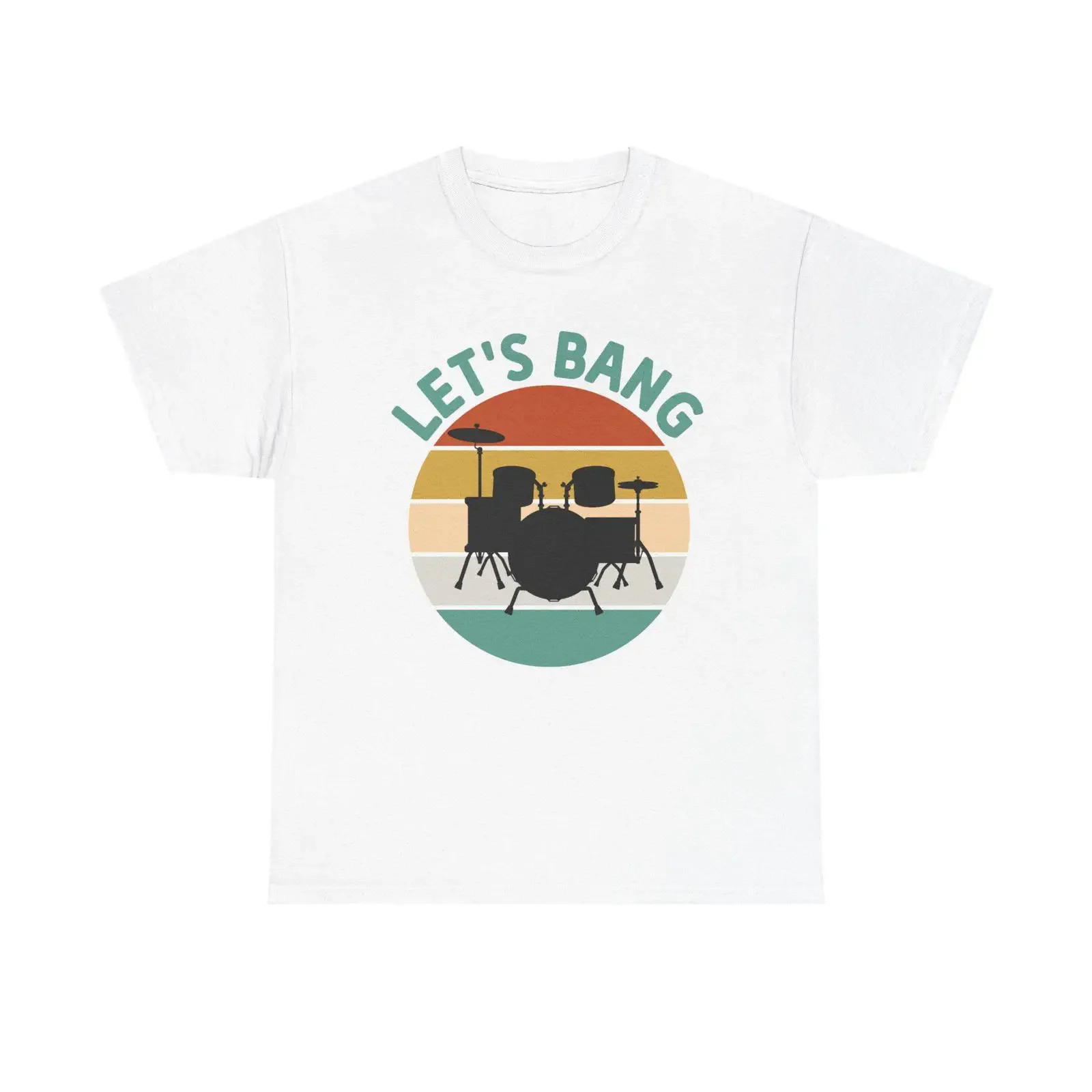 Let amp 39 s Bang Drumset T Shirt Retro Drummer Band  vintage Washed Top For Everyday Wear Comfortable designer clothes Casual