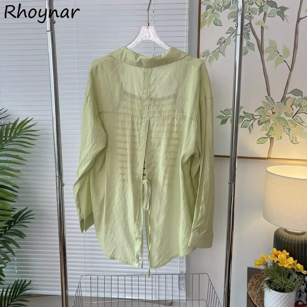 

Loose Shirts Women Sweet Buttons Designed Thin Summer Gentle Soft Sunscreen Breathable Camisas Students All-match Literary Daily