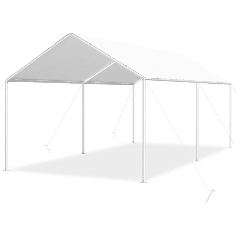 

Heavy Duty Carport Tent, Car Canopy Garage, Outdoor Boat Shelter, Party Tent-White, 10x20 Ft