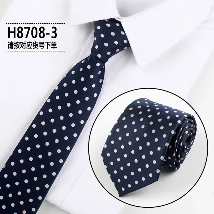 Corbatas de poliéster densas de alta latitud de 8CM, corbatas autoamarradas con puntos blancos para hombre y mujer, corbata Formal de negocios para boda, regalo de Pascua