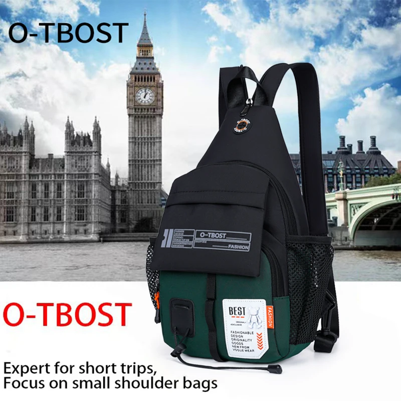 New fashionable men's contrasting single shoulder bag,multifunctional outdoor crossbody bag, large capacity waterproof chest bag