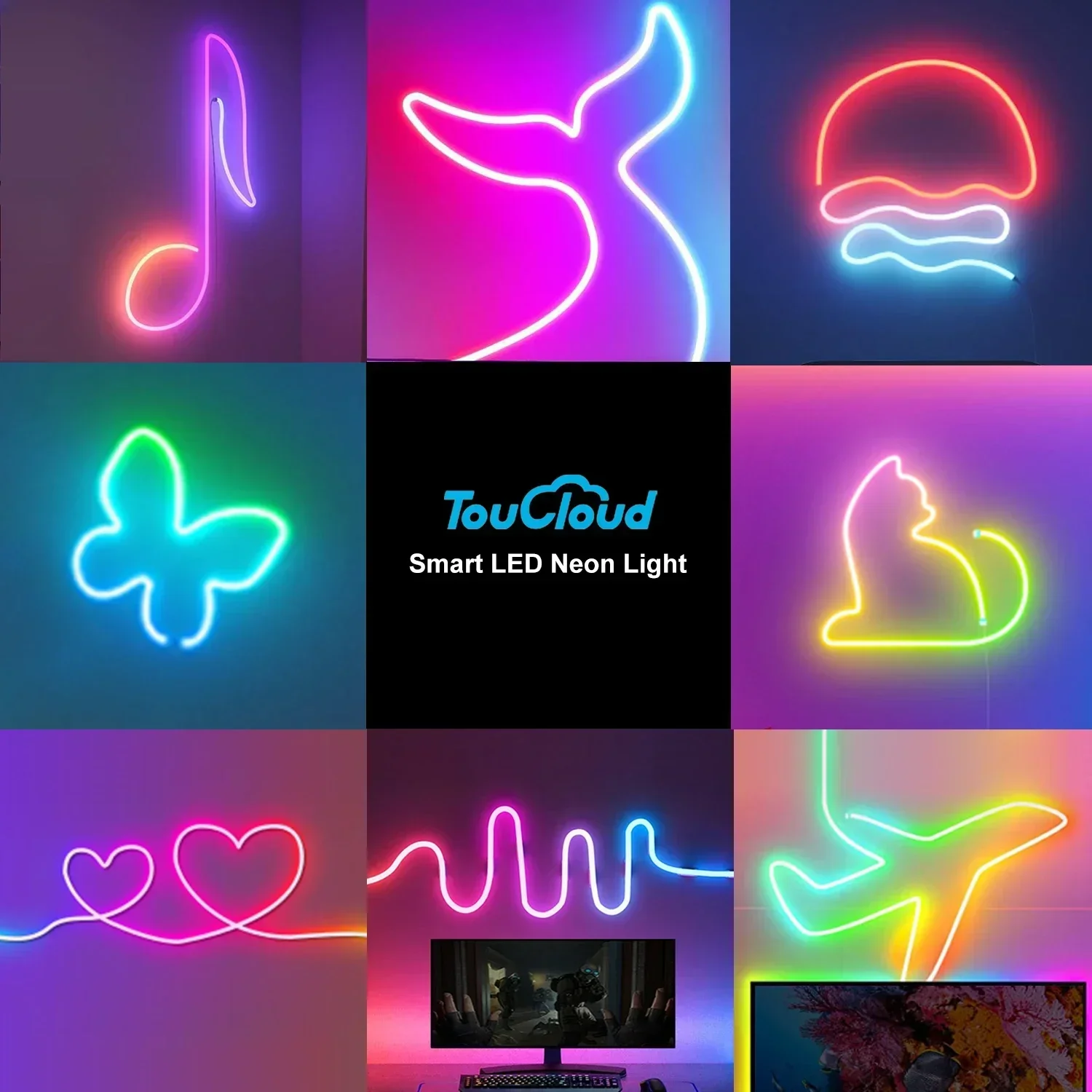 Imagem -03 - Multicolor Neon Led Strip Lights para Decoração da Parede do Quarto Silicone Rope Light Música Sync Faça Você Mesmo App Rgb Chasing m m m 5m