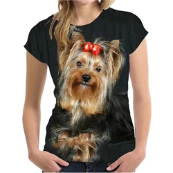 Summer Yorkshire Terrier 3D Print Animal Cute Dog T-shirt Women Streetwear T Shirts Harajuku Tees Tops Woman Oversized Clothing