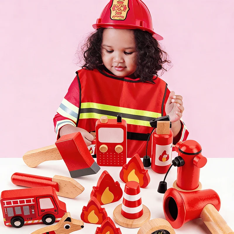 Kids Fire Truck Toy Boys Gift Electric Realistic Ladder Fire Station Set Pretend Play Role Play Scenario Simulation Rescue Toy