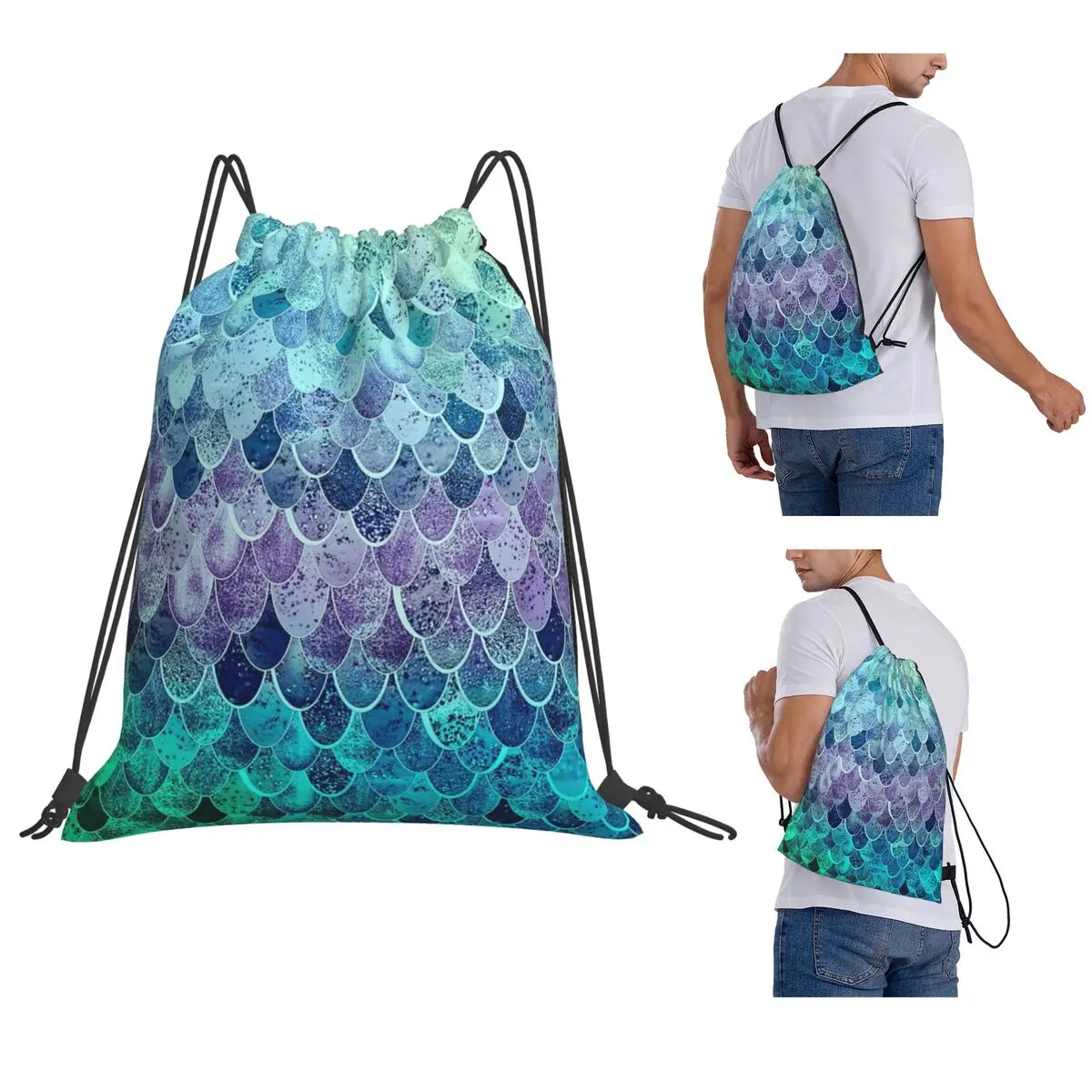 

Magic Mermaid Rainbow Backpacks Multi-function Portable Drawstring Bags Sports Bag Book Bags For Travel School
