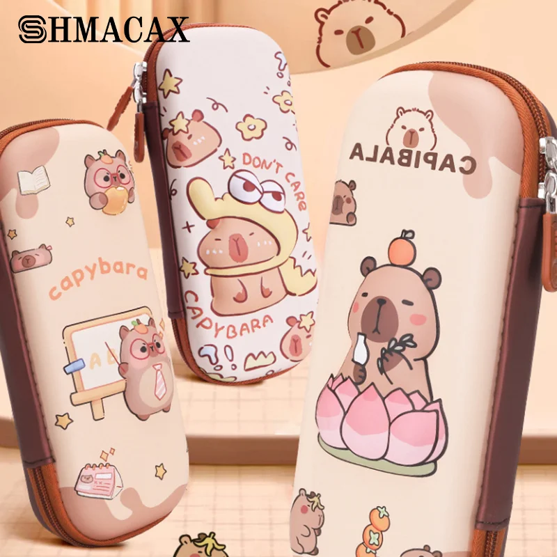 3D Capybara Pencil Case Drop Resistant Student School Supplies Large Capacity Multifunctiona Pen Pouch Stationery