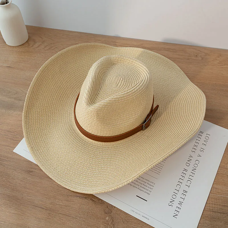 Summer Big Edge Wild Sun Cap Men And Women Outdoor Cowboy Sunscreen Straw Cap Foldable Curling Hat Beach Fishing Casual Hat