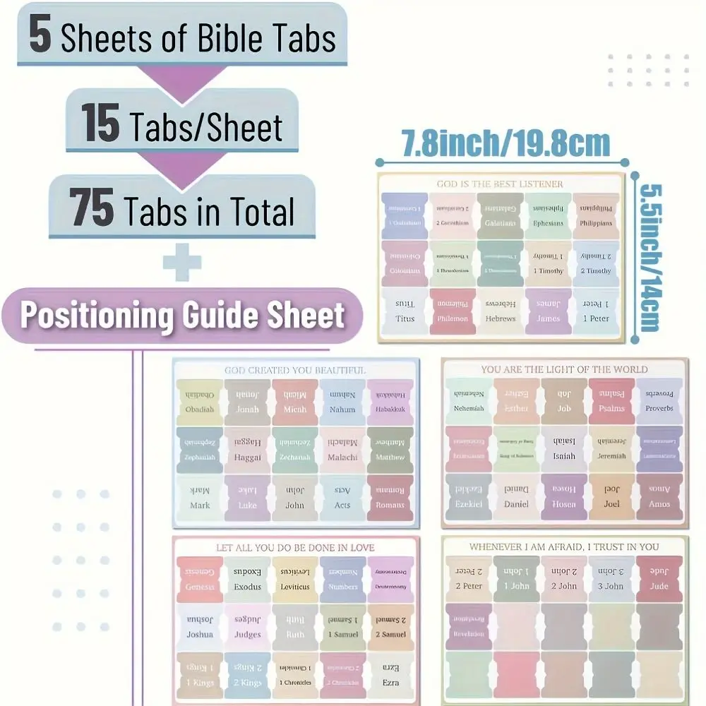 5 sheet/set Sticky Notes Bible Index Tabs Morandi Boho Theme Laminated Bible Tabs Index Tabs Stickers Studying Bible