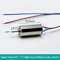 816 8mm*16mm Mini Coreless Motor DC 3.7V 55000RPM High Speed Strong NdFeB Magnetic Micro Hollow Cup Motor 1mm Diameter Shaft