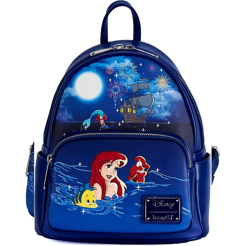 

2024 New Cute Available Loungefly Little Mermaid Ariel Fireworks Mini Backpack Deep Blue Backpack Birthday Gift For Friends