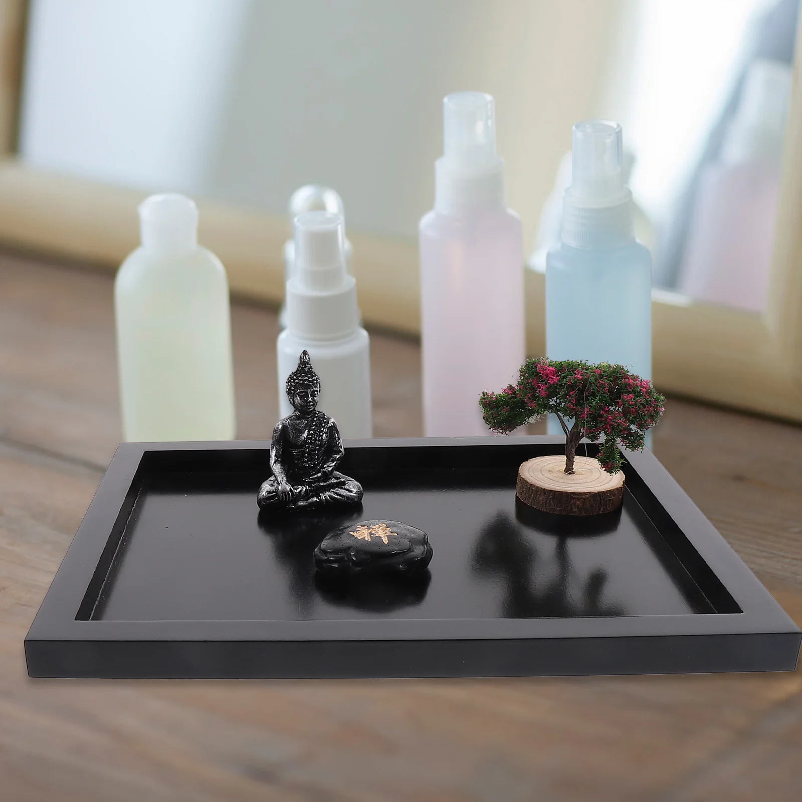 1 مجموعة سطح المكتب نمط علبة الرمل بوذا التأمل منضدية ديكور للمنزل مكتب زن حديقة عدة صغيرة زن حديقة رمل ديكور