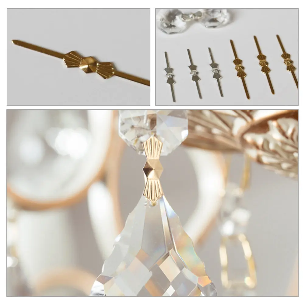 

300Pcs Chandelier Bow Tie Connectors Metal Clips Strong Crystal Lamp Fastening Clips Replacement Pins Metal Garden Decoration