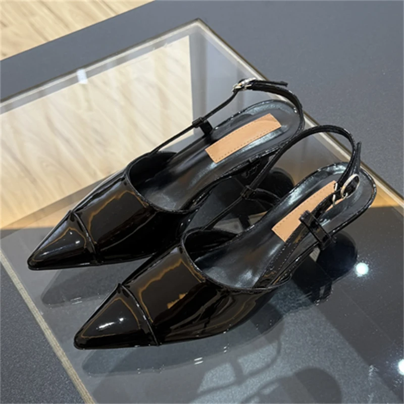 

Модные туфли-лодочки Eilyken из высококачественной лакированной кожи с острым носком, женские туфли-мюли на тонком низком каблуке с ремешком и пряжкой, повседневные, для платьев