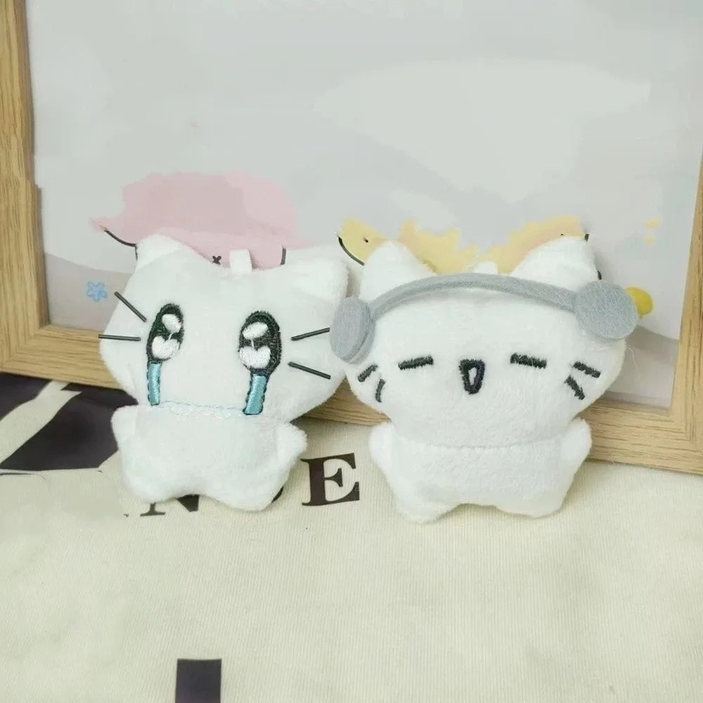 Graduation Gifts Funny Earphones Cat Pendant Cartoon Bag Hanging Sad Cat Keychain Key Ring Couple