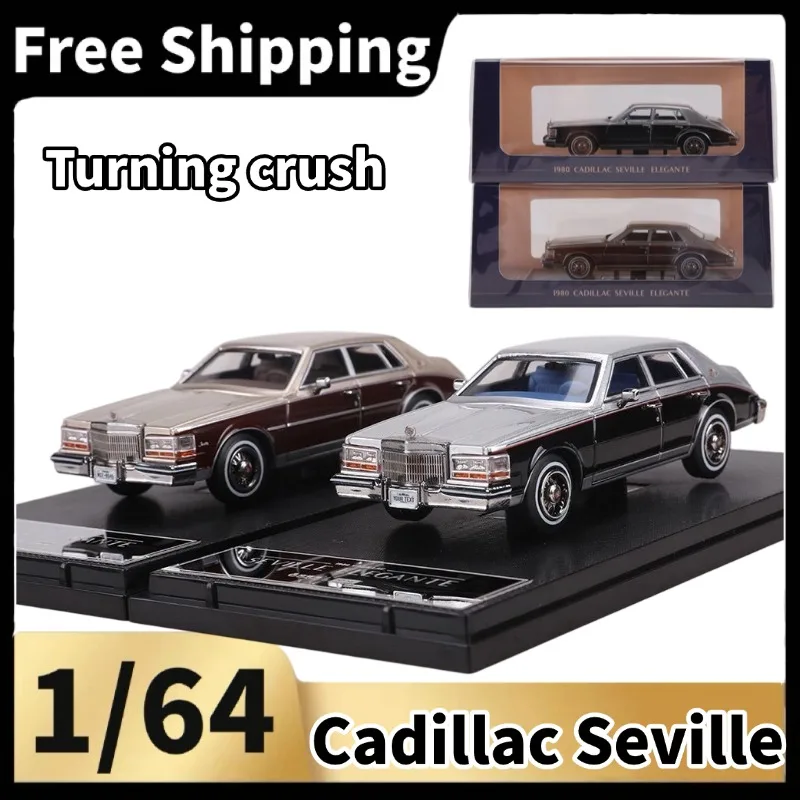 [In Stock] Turning crush 1/64 Alloy Cadillac Seville Vintage Sedan Model, Two‑Tone Collectible Set
