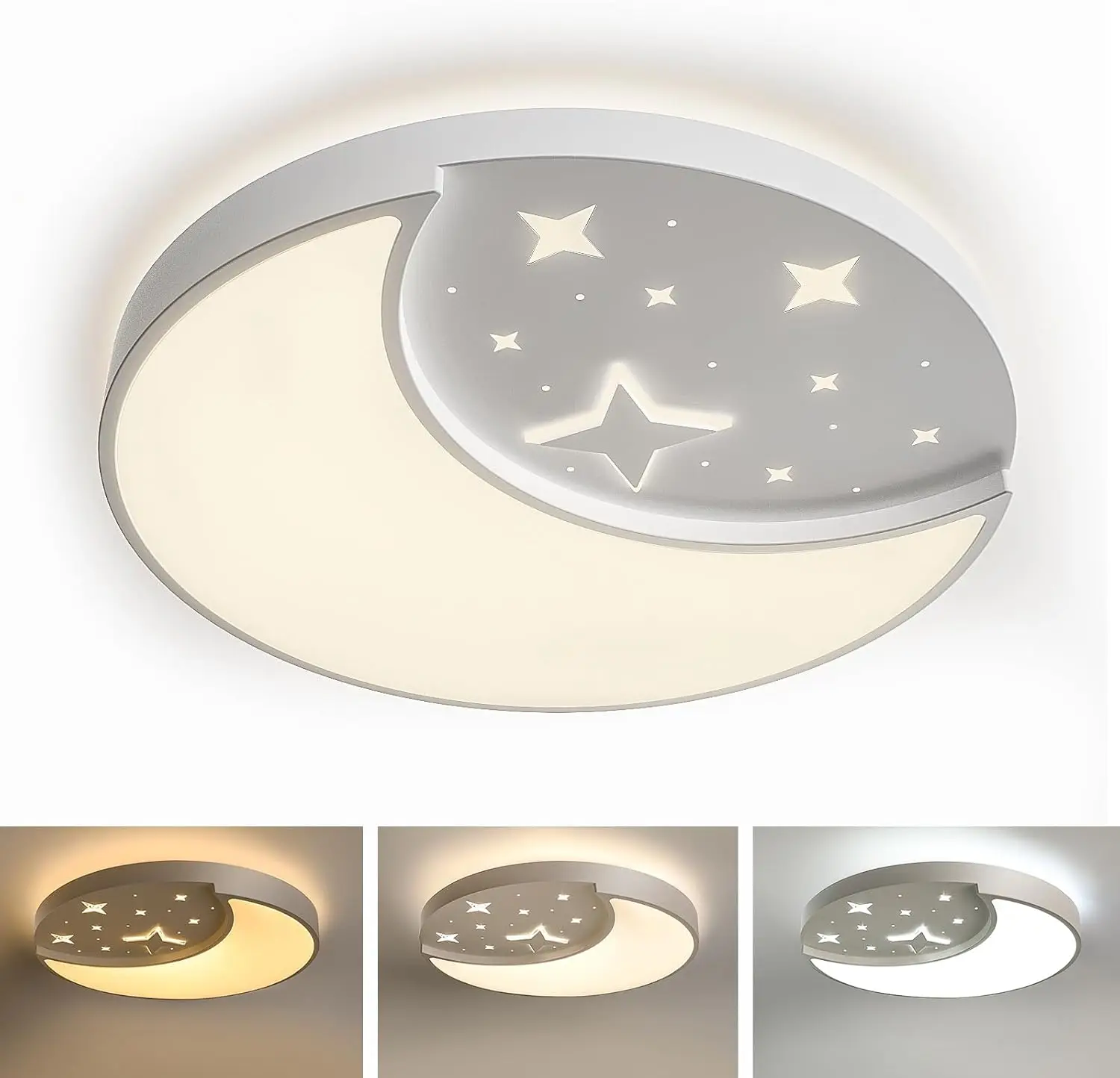 

Современный светодиодный потолочный светильник для детей, 30 Вт, большой, с дизайном в виде луны и звезд, с возможностью выбора цветовой температуры 3000K/4500K/6500K