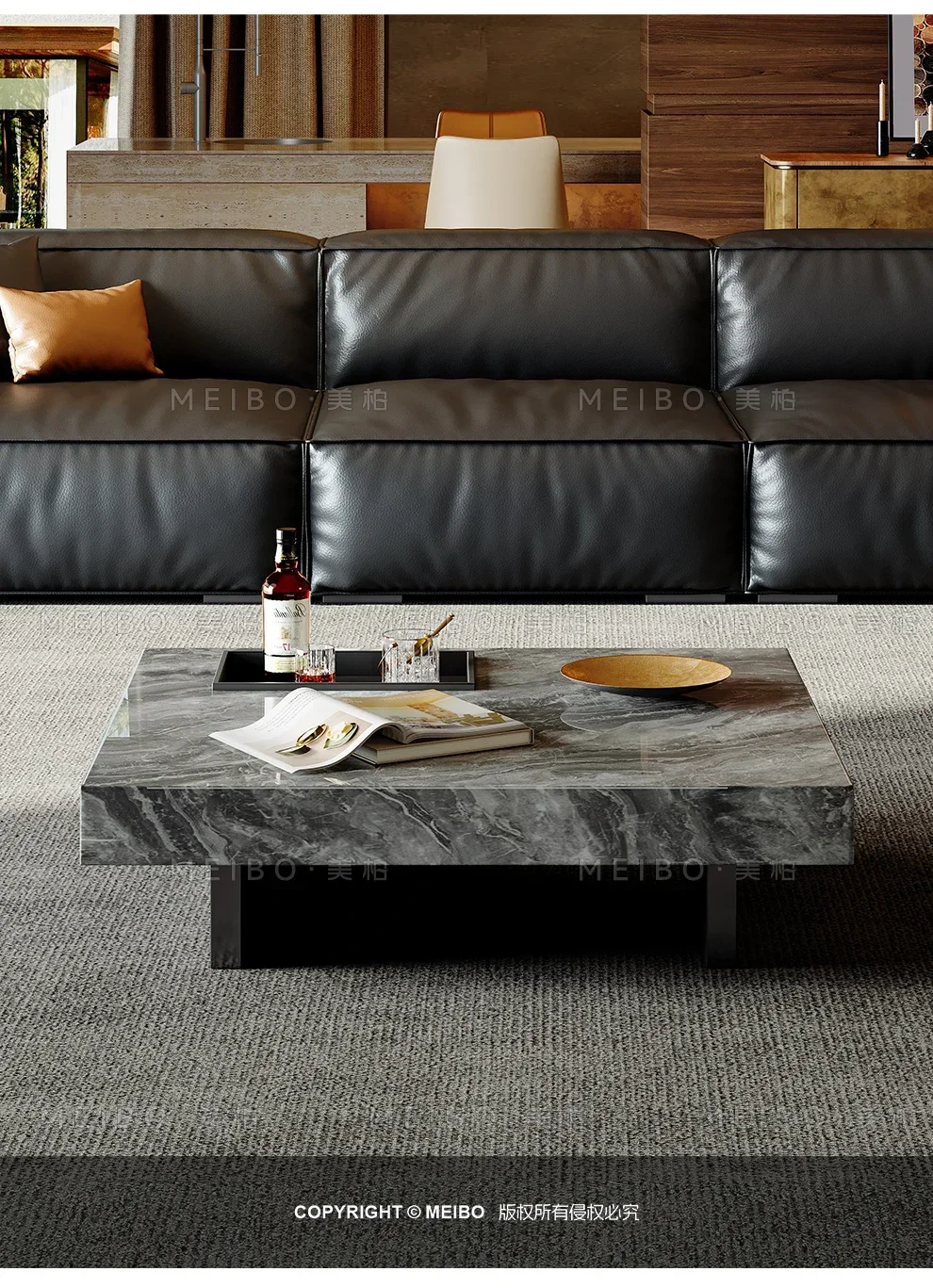 

Italian simple rock slab coffee table living room light luxury Italian household small apartment high-end tea table rock slab