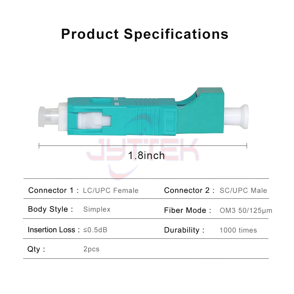 다중 모드 LC to SC 어댑터, OM3 50/125 LC/UPC 암-SC/UPC 수 심플렉스 하이브리드 광섬유 어댑터 커넥터, 2 개