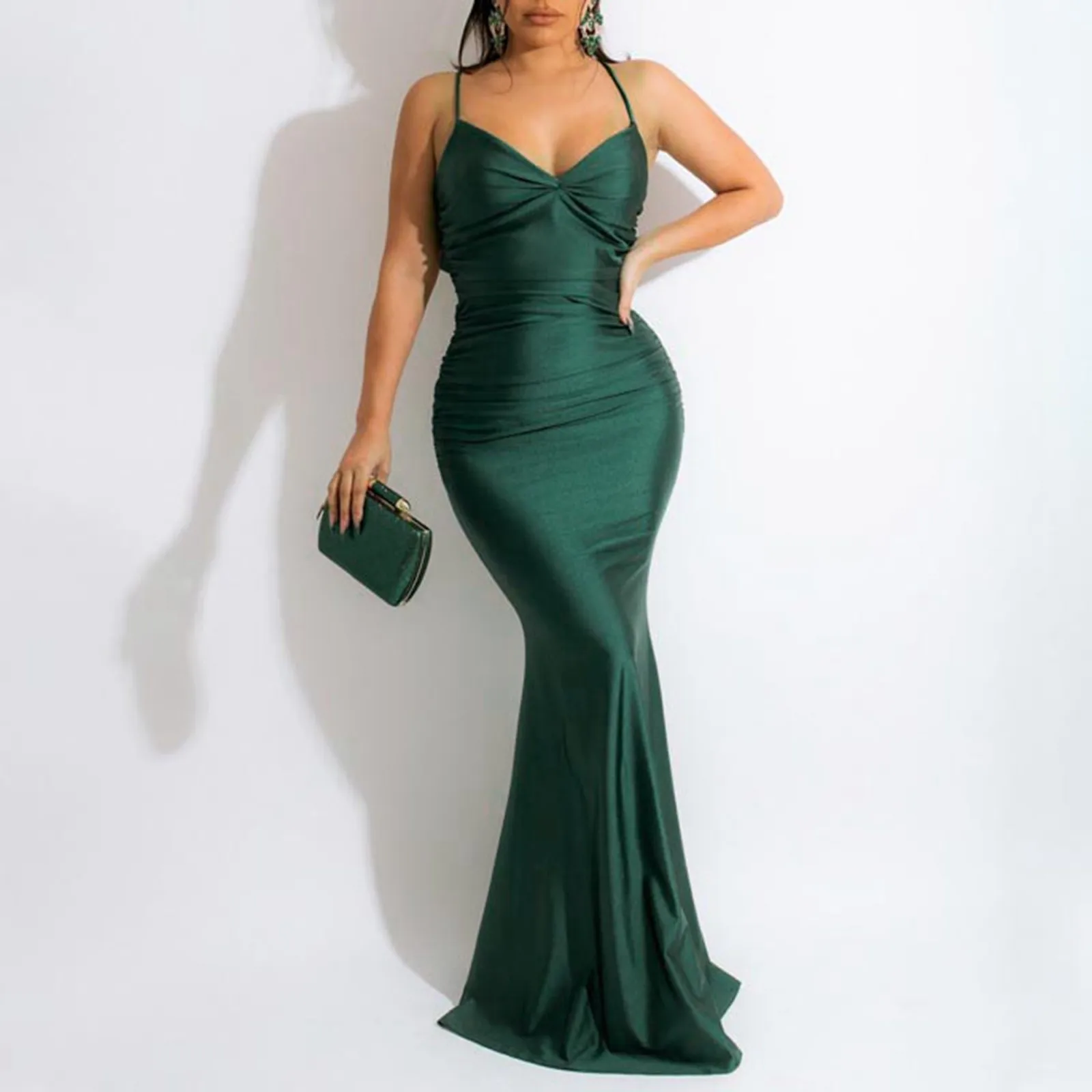 

New Lace Up Women Solid Satin Maxi Dress Backless Bodycon Sexy Streetwear Party Elegant Festival Evening Summer Long Dresses