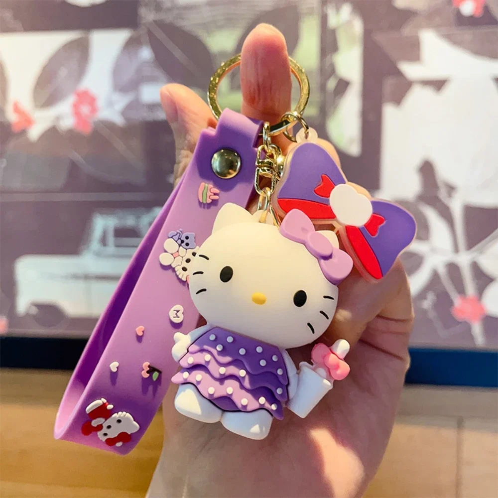 Kawaii Sanrio Hello Kitty Keychain Kawaii Cartoon Kuromi Car Key Ring Melody Cinnamoroll Backpack Pendant Ornaments Girls Gifts