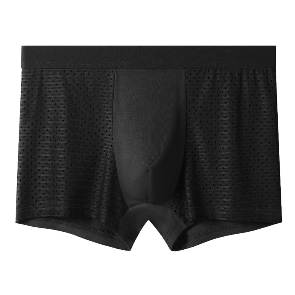 

Мужские трусы-боксеры из ледяного шелка, сетчатые, большие размеры, дышащие, простые, базовые, удобные, сексуальные, с U-образной выпуклостью, трусы Cueca